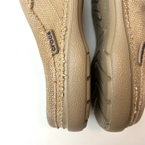 Crocs Men's Santa Cruz Canvas Slip-On Mules Boat Shoes in Khaki Size 9 - Picture 9 of 11